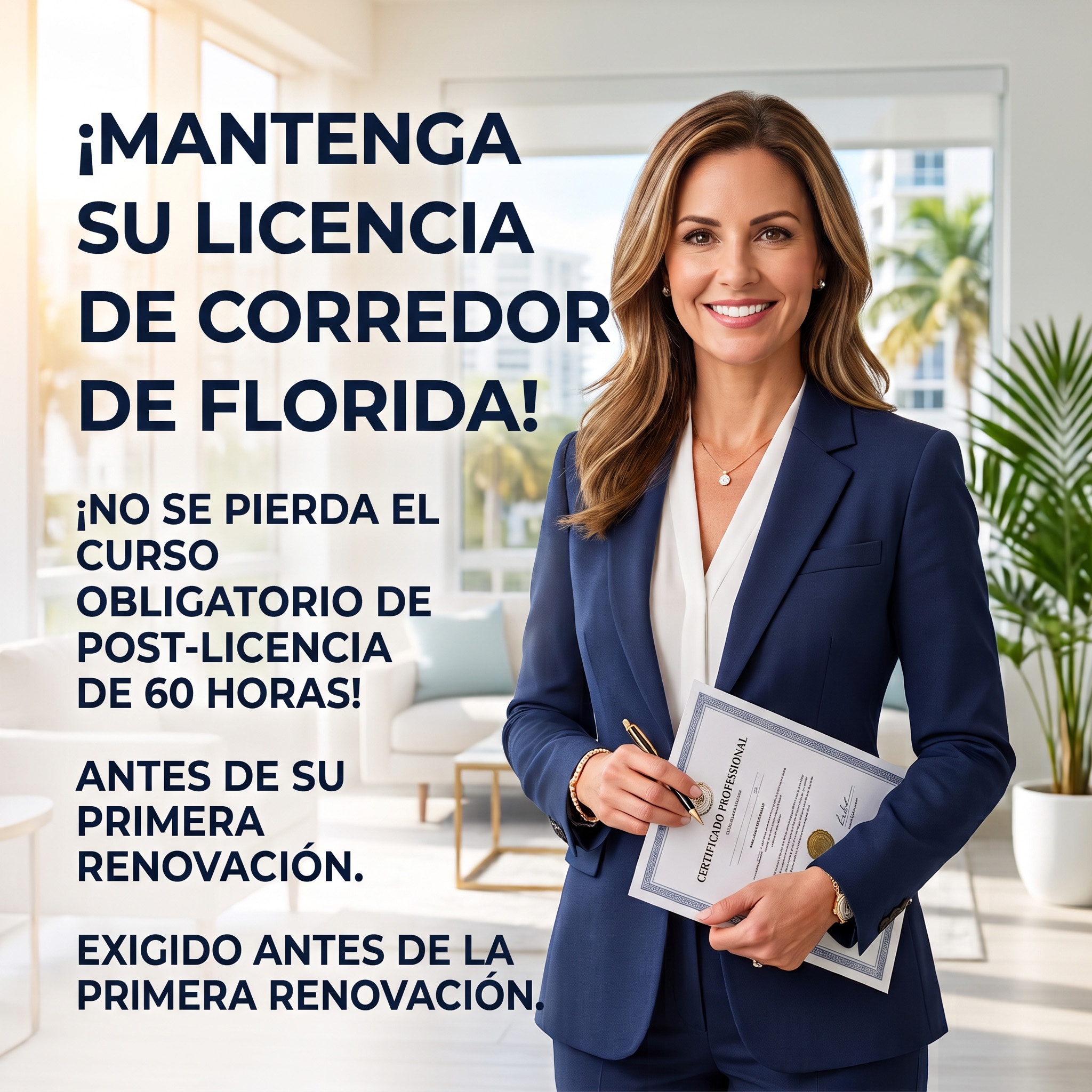 Curso de Post-Licencia de 60 Horas para Broker Inmobiliario de Florida