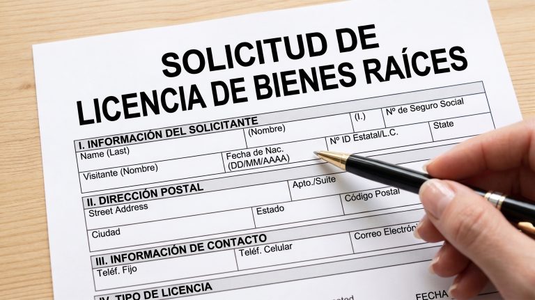 Solicitud de licencia de bienes raíces