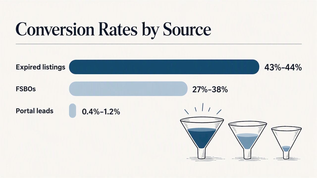 Conversion rate ranges by real estate lead source