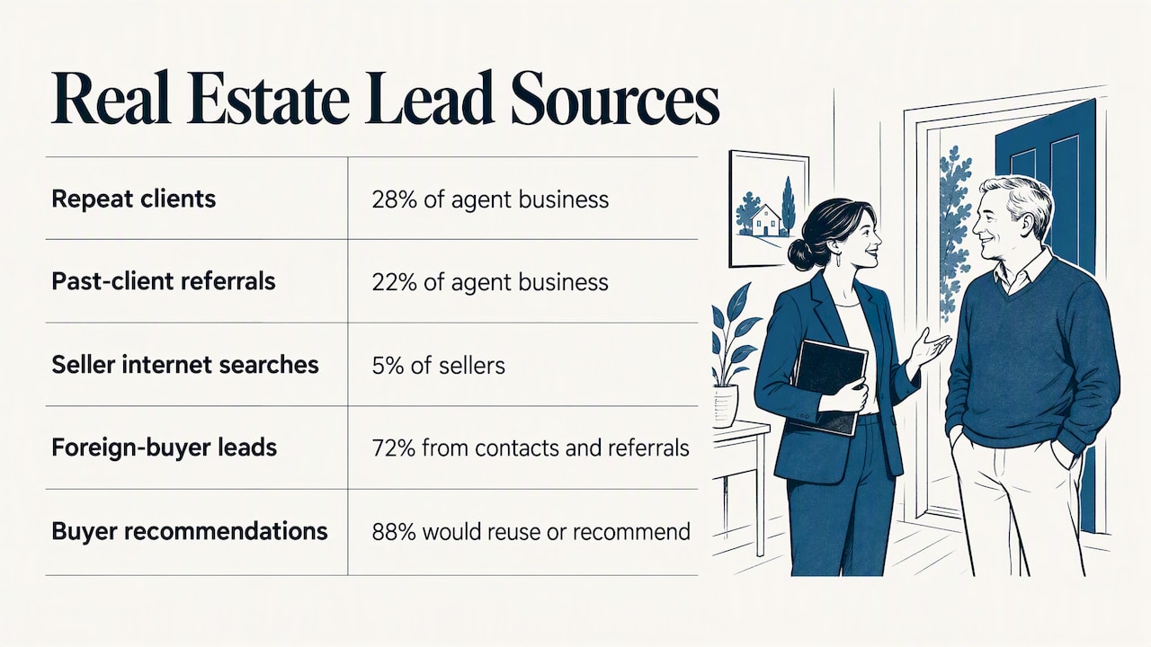 Where real estate leads actually come from — overview diagram